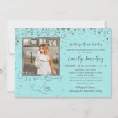 Mis Quince Anosブルーシルバースペインのトレンディー写真 招待状 (正面)