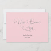 Mis Quince Anos赤面ピンクシルバー紙吹雪写真 招待状 (裏面)