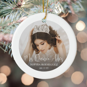 Mis Quince Años ホワイトスクリプト Quinceañera 2 写真 セラミックオーナメント