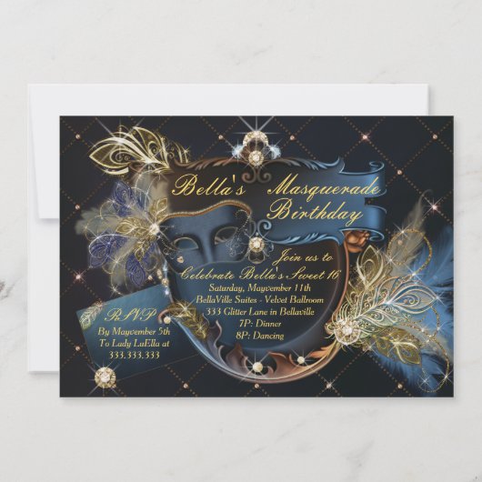 Mis Quince Anos、マスカレードパーティの招待状 招待状 (裏面)