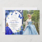 Mis Quince Anos Blue Silverバラキンセアニェラ写真 招待状 (正面)