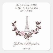 Mis Quince años Diseño Floral París スクエアシール (正面)
