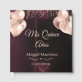 Mis Quince Años Guest Book | Elegant Green & Gold  ゲストブック