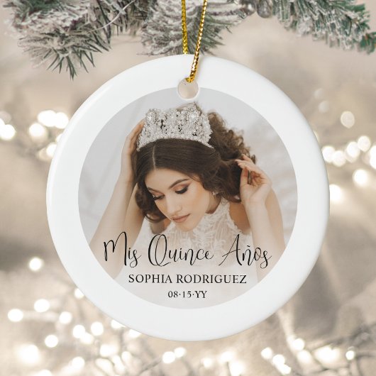 Mis Quince Años Modern Script Quinceañera 2 Photo セラミックオーナメント