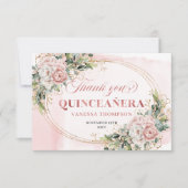 Mis Quince Boho Celebration Thanks Card Blush Pink サンキューカード (正面)