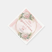Mis Quince Celebration Napkins Blush Pink Floral スタンダードカクテルナプキン (角)