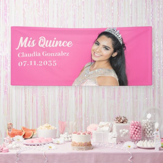 Mis Quince Quinceanera 15誕生日カスタム写真 横断幕 (パーティー)
