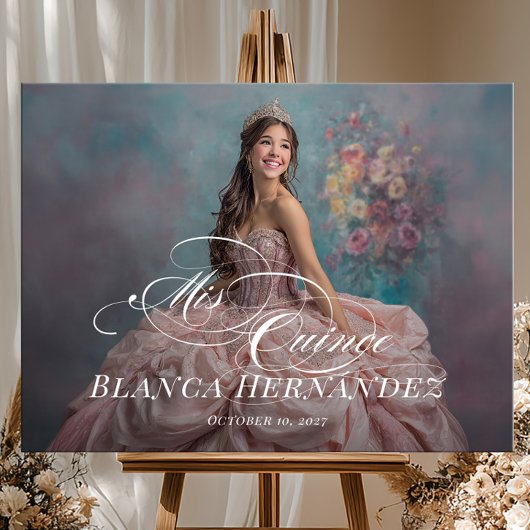 Mis Quince Quinceanera welcome sign with photo ポスター