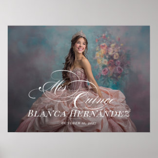 Mis Quince Quinceanera welcome sign with photo ポスター