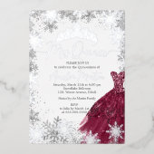 Mis Quince Snowflake Burgundy Quinceanera 箔招待状 (正面)