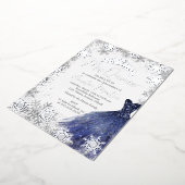 Mis Quince Snowflake Navy Quinceanera 箔招待状 (回転した状態)