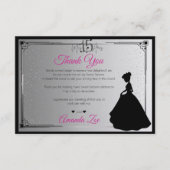 Mis Quince Thank you Note Black and White サンキューカード (正面)
