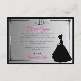 Mis Quince Thank you Note Black and White サンキューカード