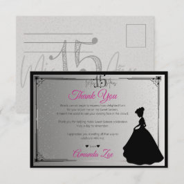 Mis Quince Thank you Note Black and White サンキューカード