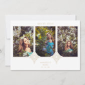 MIS XVアニョスエスパニョール3 Fotos Efecto Encaje Dorado 招待状 (正面)