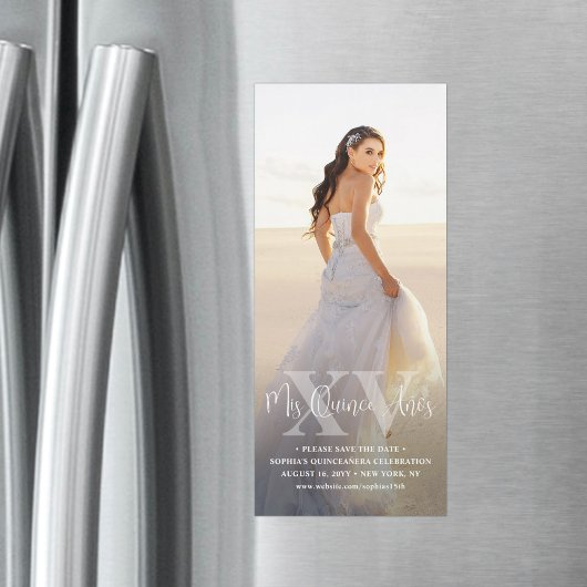 Mis XVアニョスSave the Date Chic Quinceaenera Photo マグネット招待状