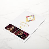 Mis XV Initial 2 Photos Gold Effect Floral Diamond 箔招待状 (回転した状態)