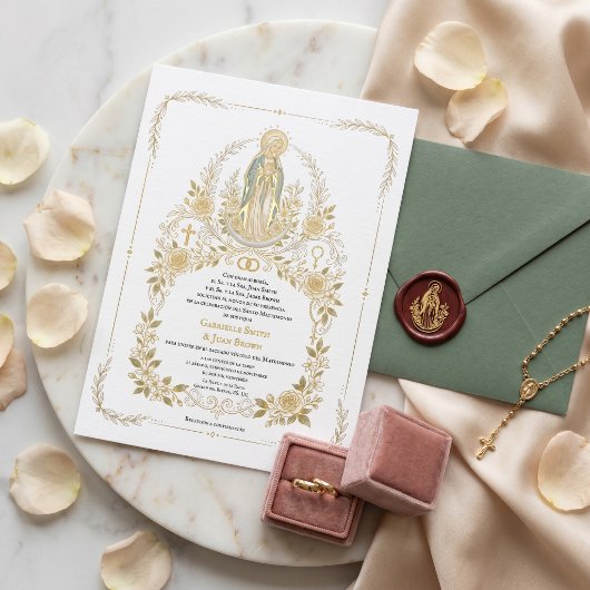 Misa de Velació Catholic Virgin Mary Nuptial Mass  箔招待状