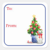 Mischievous Cat Holiday Stickers スクエアシール (正面)