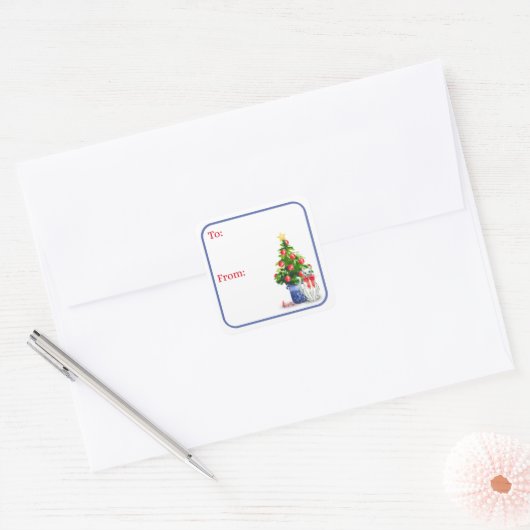 Mischievous Cat Holiday Stickers スクエアシール (封筒)