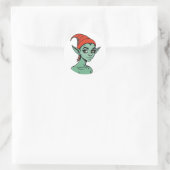 Mischievous Green Elf / Goblin Cartoon Character ラウンドシール (バッグ)