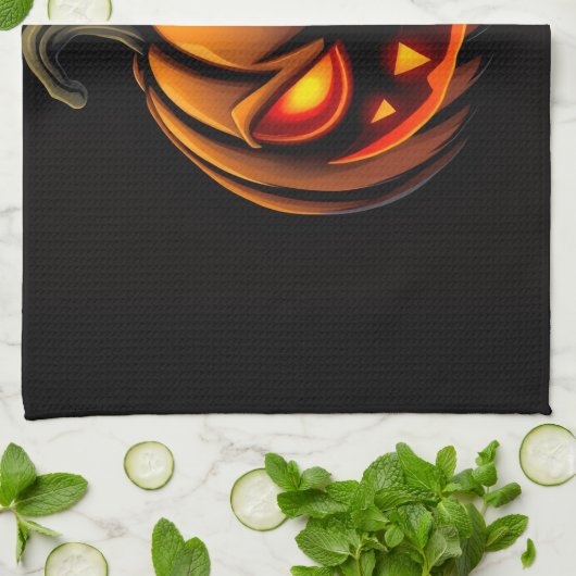 Mischievous Pumpkin Monster Halloween Towel キッチンタオル (折り畳み)