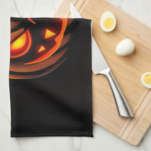 Mischievous Pumpkin Monster Halloween Towel キッチンタオル (四つ折り)