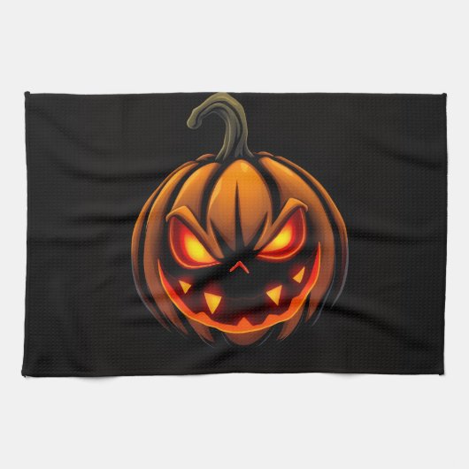 Mischievous Pumpkin Monster Halloween Towel キッチンタオル (横)