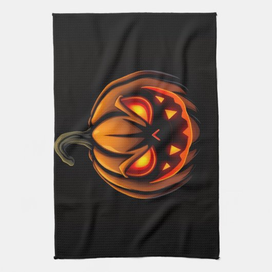 Mischievous Pumpkin Monster Halloween Towel キッチンタオル (縦)