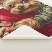 Mischievous Valentine Yorkie Love Sherpa Blanket シェルパブランケット (3/4)