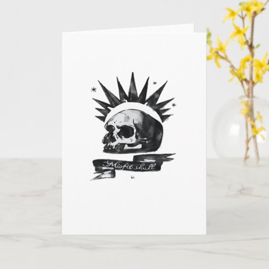 Misfit Skull Creative CharacteFolded Greeting Card カード (黄色い花)