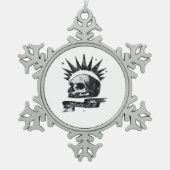Misfit Skull Creative Character Art Style スノーフレークピューターオーナメント (正面)