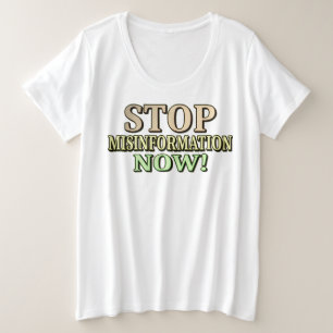 "MISINFORMATION"ストップかわいいデザイン。買今 プラスサイズTシャツ