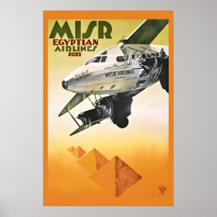 MISR エジプト航空937 ピラミッド ヴィンテージ スタイル ポスター