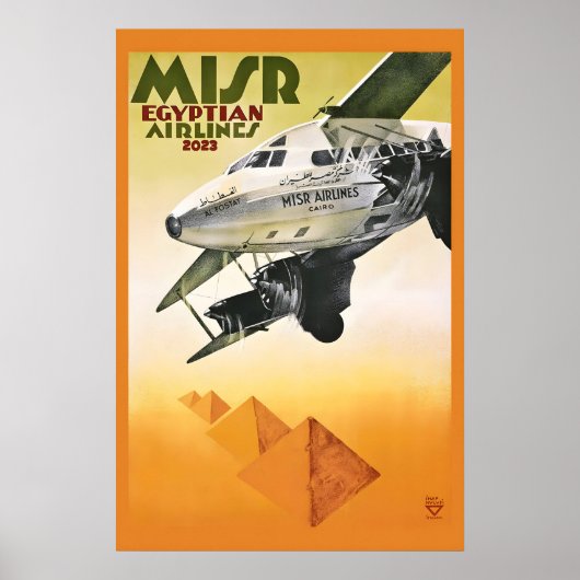 MISR エジプト航空937 ピラミッド ヴィンテージ スタイル ポスター (正面)