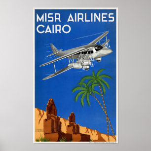 MISR Airlines Cairo Egypt Vintage Poster 1935 ポスター
