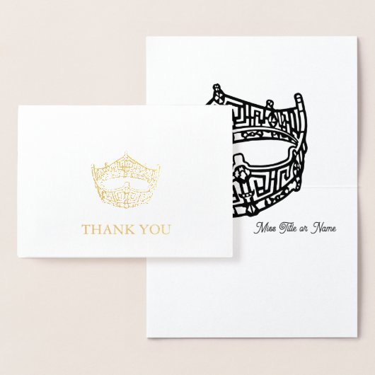 Miss America Crown Gold Foil Thank You Card 箔カード (ディスプレー)