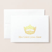 Miss America Crown Gold Foil Thank You Card 箔カード (封筒付き正面)