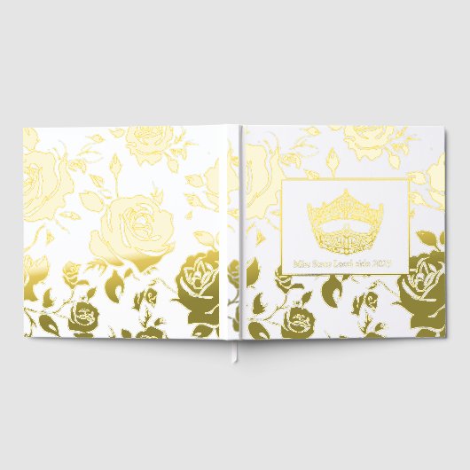 Miss America Crown Roses Gold Foil Scrapbook ゲストブック (全面)