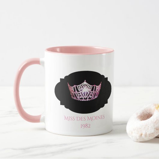 Miss America style Custom Name Pink Crown Mug マグカップ (ドーナツ)