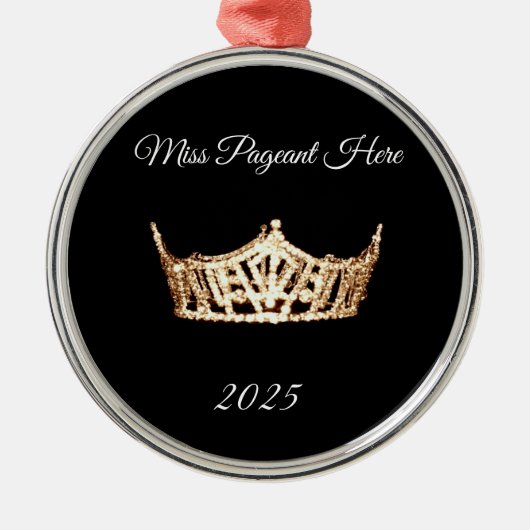 Miss America style Gold Crown Christmas Ornament メタルオーナメント (正面)