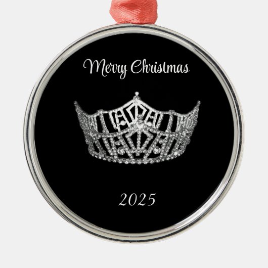 Miss America style Silver Crown Christmas Ornament メタルオーナメント (正面)