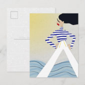 Miss Captain Sailor Fashion Illustration Art ポストカード (正面/裏面)