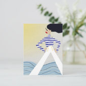 Miss Captain Sailor Fashion Illustration Art ポストカード (スタンド正面)