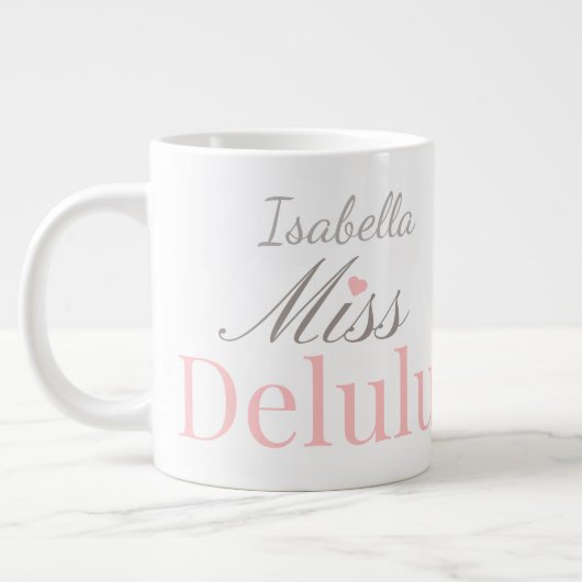 Miss Delulu, Funny Pink Aesthetic Gift for Her ジャンボコーヒーマグカップ (左)