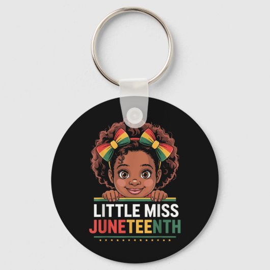 Miss Juneteenth Freedom Black American African Gir キーホルダー (正面)