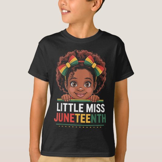 Miss Juneteenth Freedom Black American African Gir Tシャツ (正面)