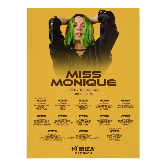 Miss Monique - Hï Ibiza - Club ポスター (正面)