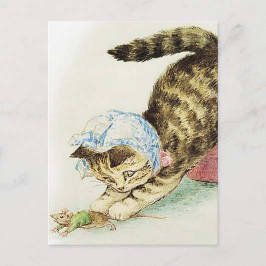 “Miss Moppet Chases a Mouse” by Beatrix Potter ポストカード (正面)