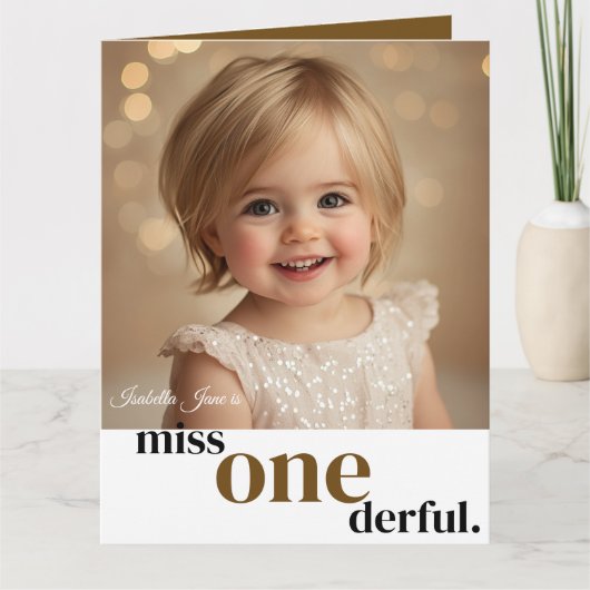 Miss ONEderful First Birthday Card カード (正面)